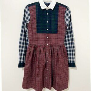 Polo Ralph Lauren Girl's Plaid Button Down Dress Red Blue Green